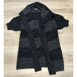VINCE Women S Cardigan Sweater Cashmere Alpaca Striped Oversized Short Sleeve